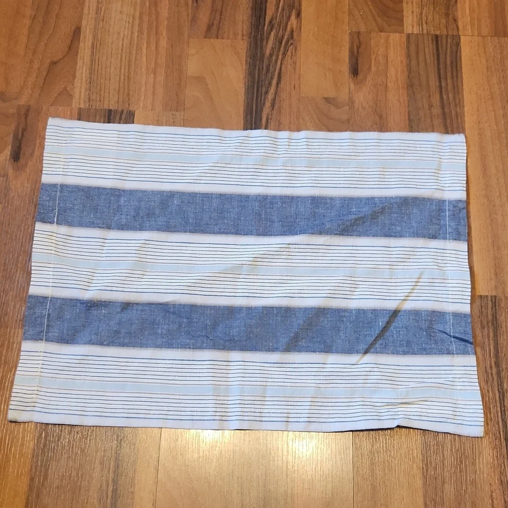 William Sonoma Linen Blue, White & Gray Striped Placemats Set of 6